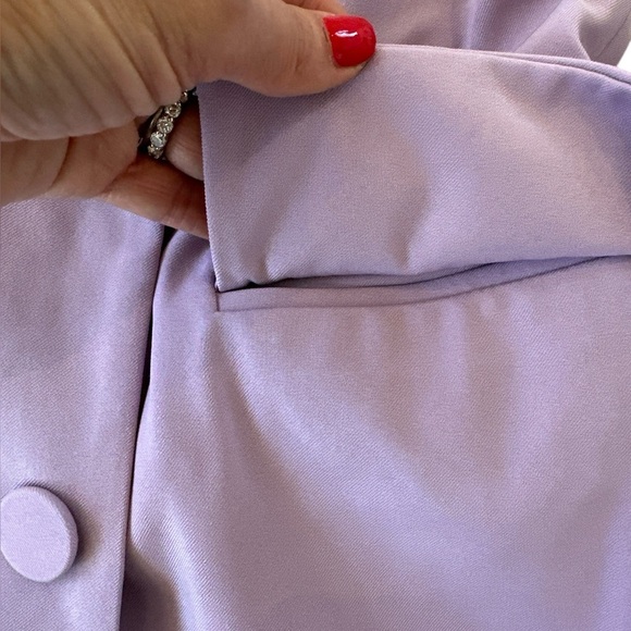 NWT Avec Les Filles Double-Breasted Blazer in Lilac - Picture 7 of 11